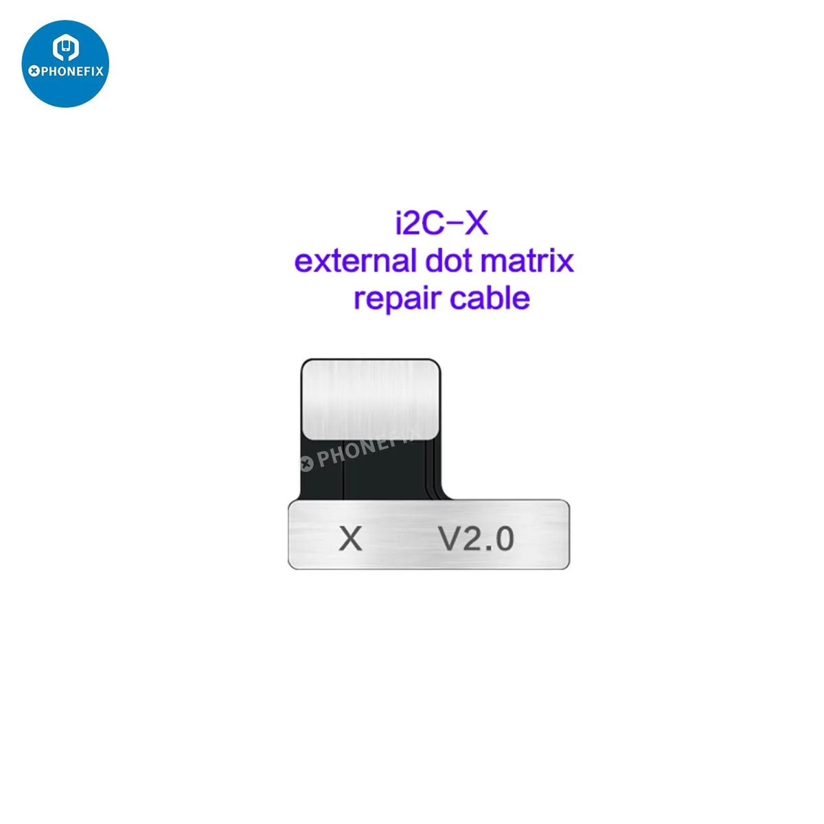 i2C Dot Matrix Repair Cable for iPhone Face ID repair, PHONEFIX Face ID repair tool, no soldering needed, close-up of cable and connector