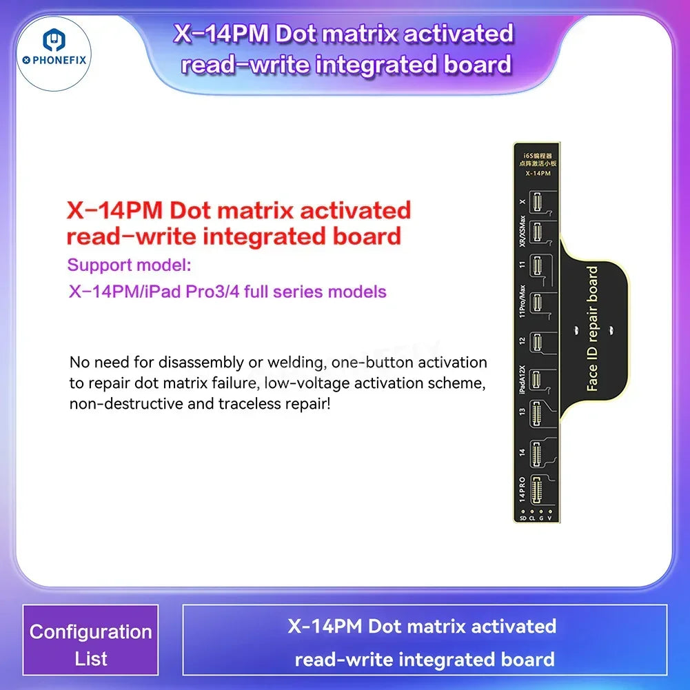 i2C i6S A8S phone programmer by PHONEFIX for iPhone screen True Tone and Face ID repair, showing the device and connectors.