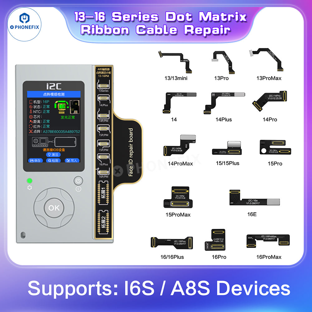 PHONEFIX Face ID repair tool for iPhone, I2C dot matrix repair cable, used for fixing Face ID without soldering.