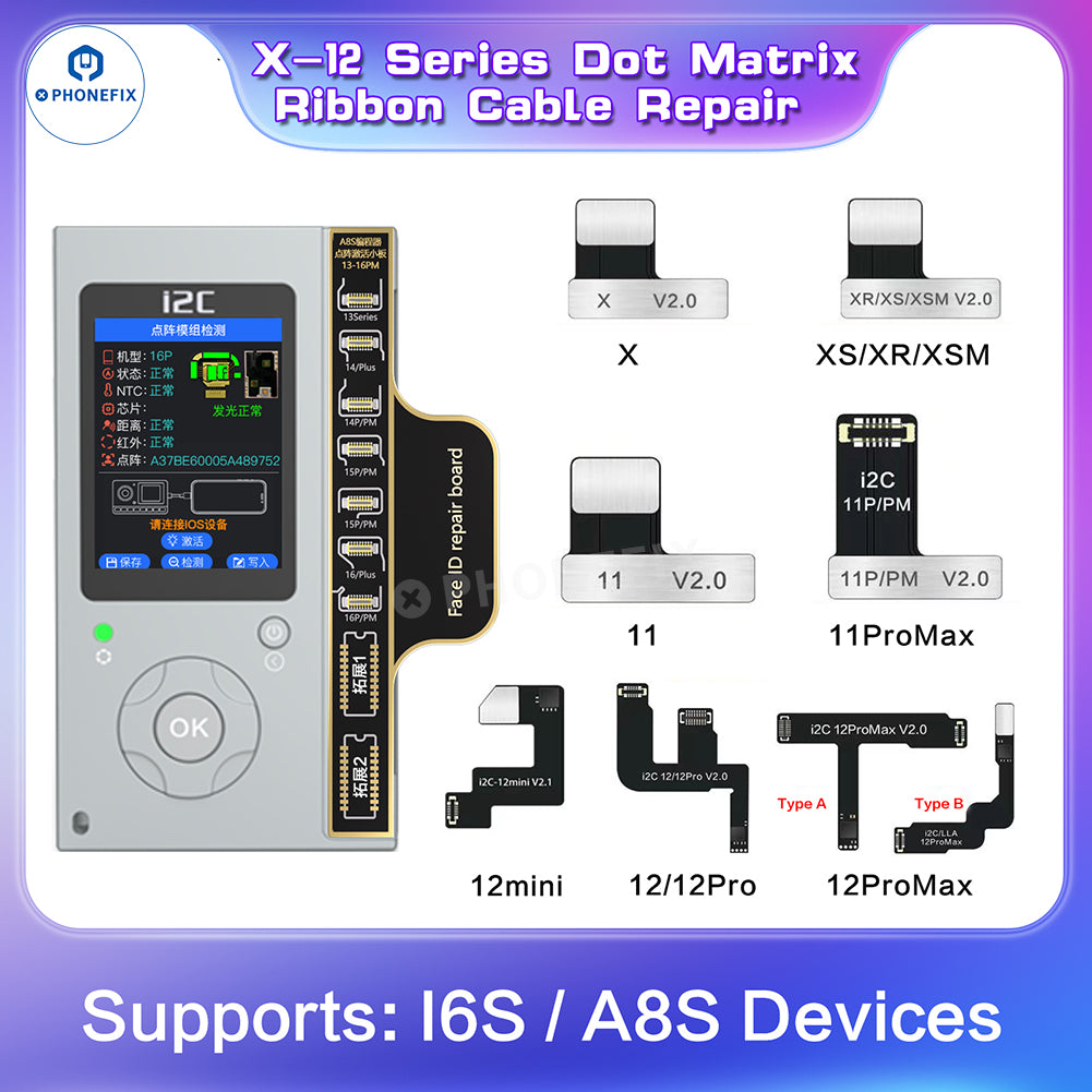 PHONEFIX i2C Dot Matrix Face ID Repair Tool for iPhone, a compact repair cable for fixing Face ID without soldering.