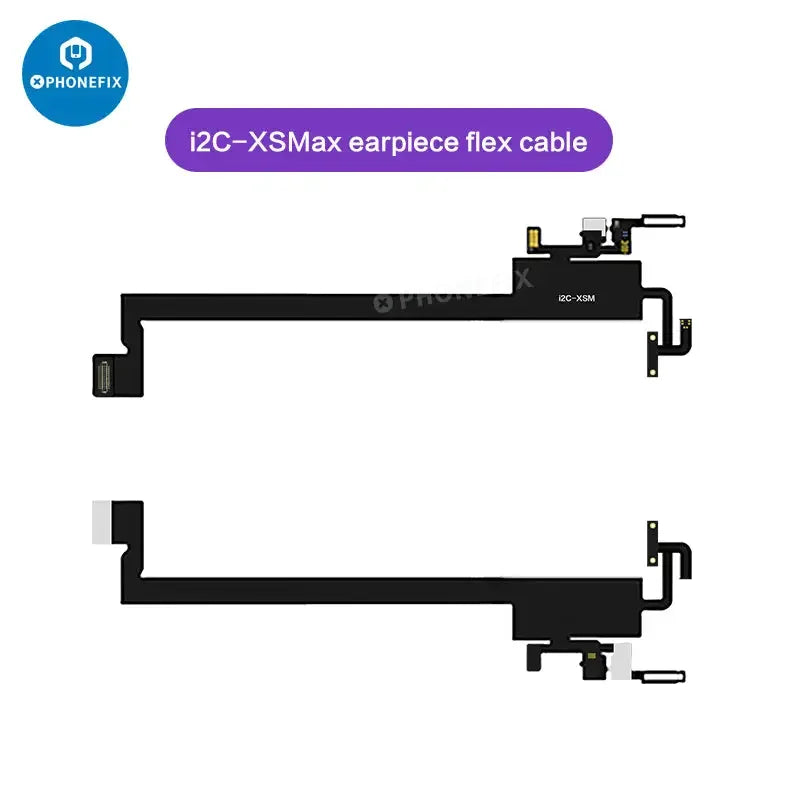 i2C earpiece sensor flex cable for iPhone 8 to 15 Pro Max, used as a Face ID repair tool, branded PHONEFIX, shown on a white background