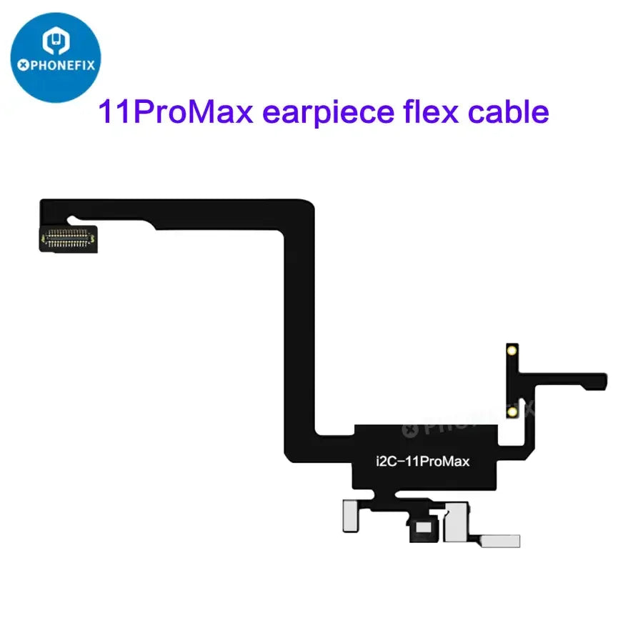 i2C earpiece sensor flex cable for iPhone 8 to 15 Pro Max, used as a Face ID repair tool, shown with connectors and flexible cable.