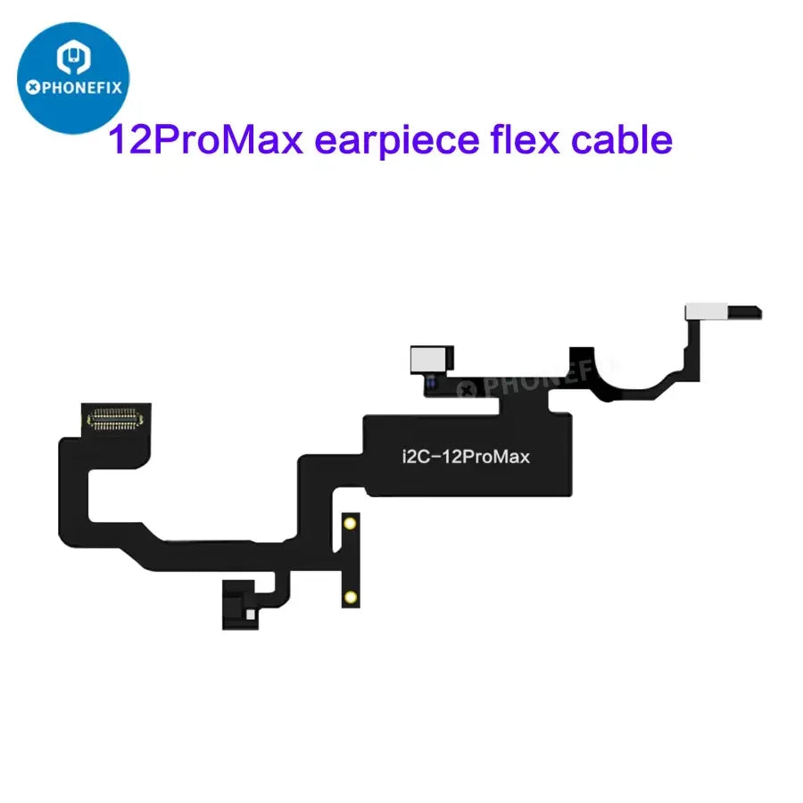 iPhone 8-15 Pro Max i2C earpiece sensor flex cable for Face ID repair, branded PHONEFIX, showing the flexible cable component.
