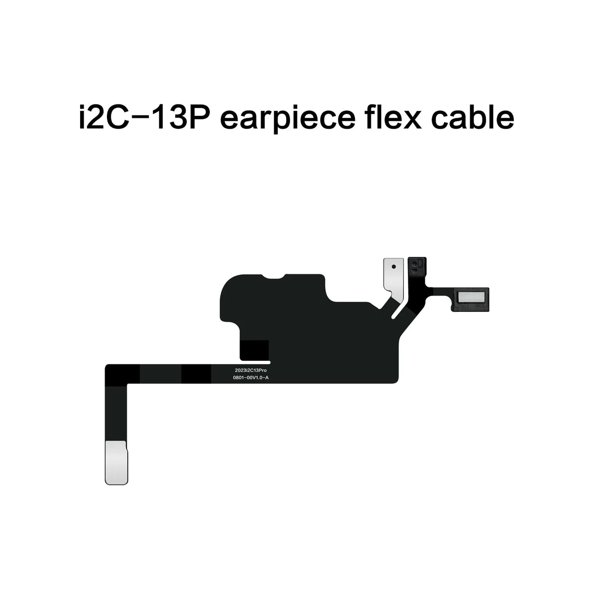 iPhone 8-15 Pro Max i2C earpiece sensor flex cable for Face ID repair, by PHONEFIX, showing the small connector and flex cable.
