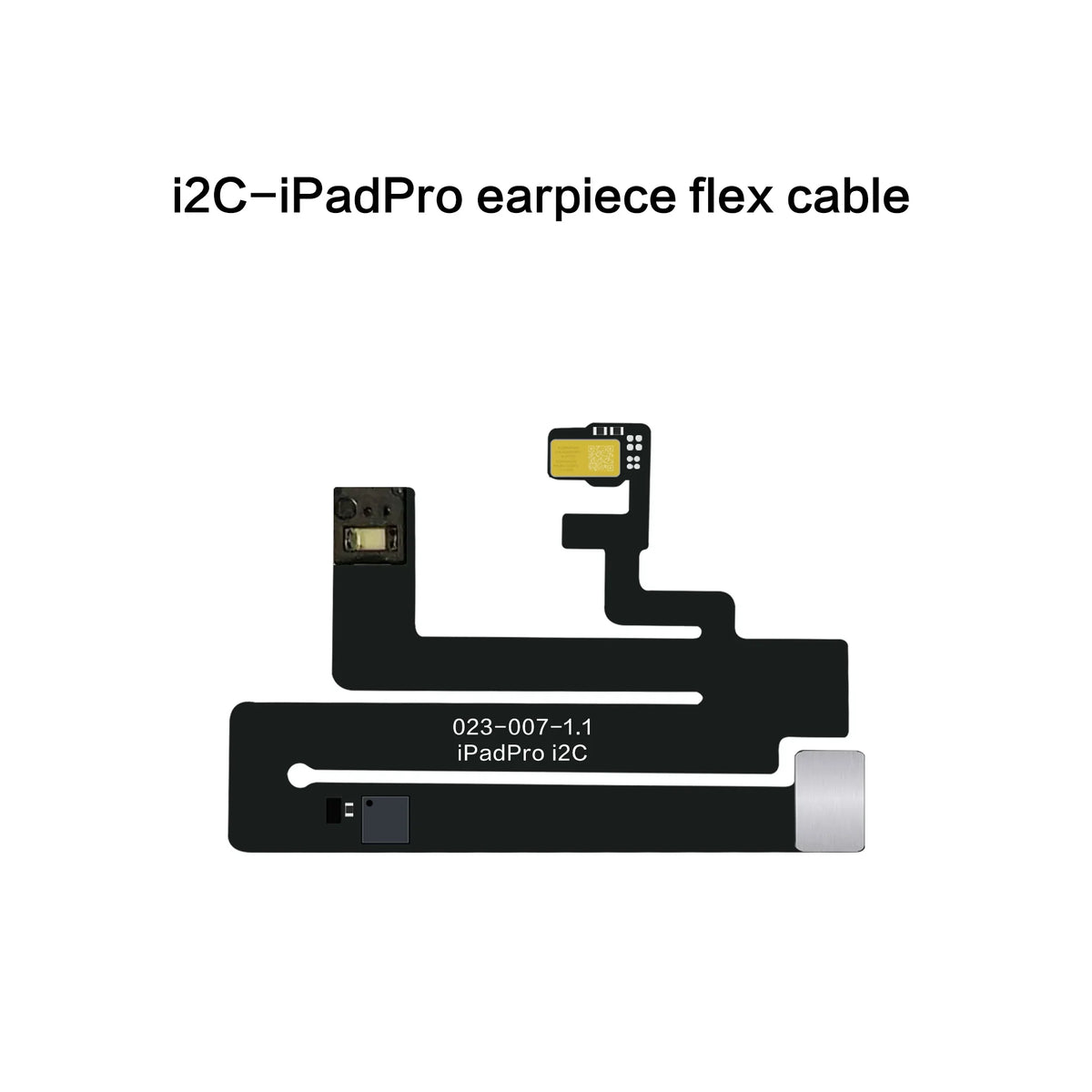 i2C earpiece sensor flex cable for iPhone 8-15 Pro Max, used in Face ID repair, shown on a white background.