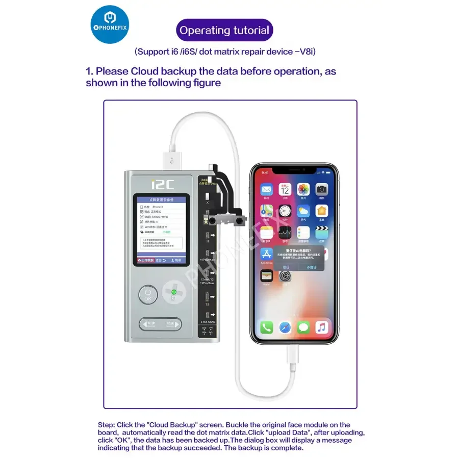 i2C FA02 Face ID repair integrated chip for iPhone X to 15 Pro Max, used in Face ID repair tools by PHONEFIX