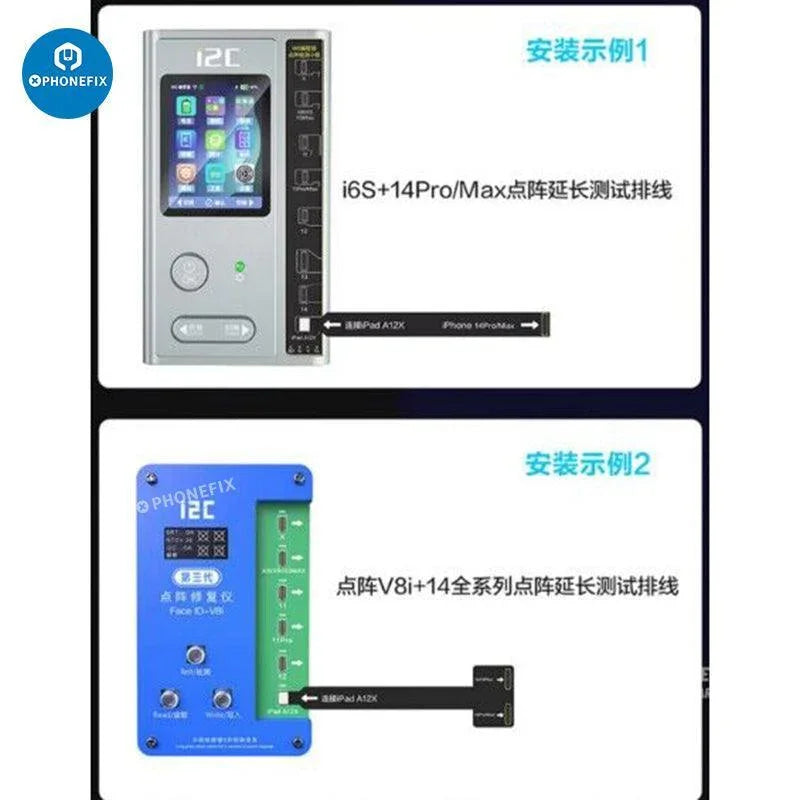 i2C dot matrix extension test cable for iPhone 12-14 Pro Max Face ID repair, by PHONEFIX, shown on a white background.
