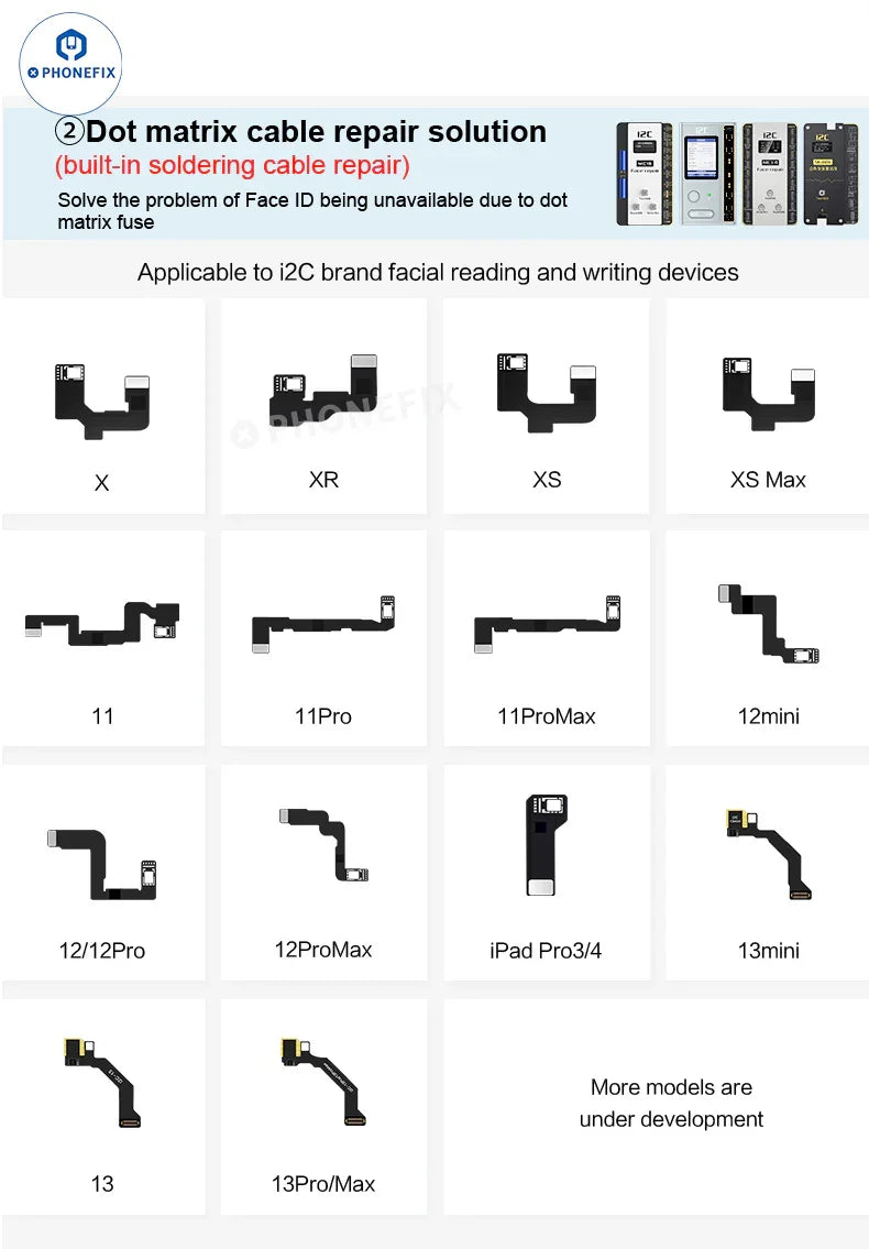 PHONEFIX i2C MC15 Dot Matrix Face ID repair tool for iPhone X-15PM, used for Face ID component repairs.