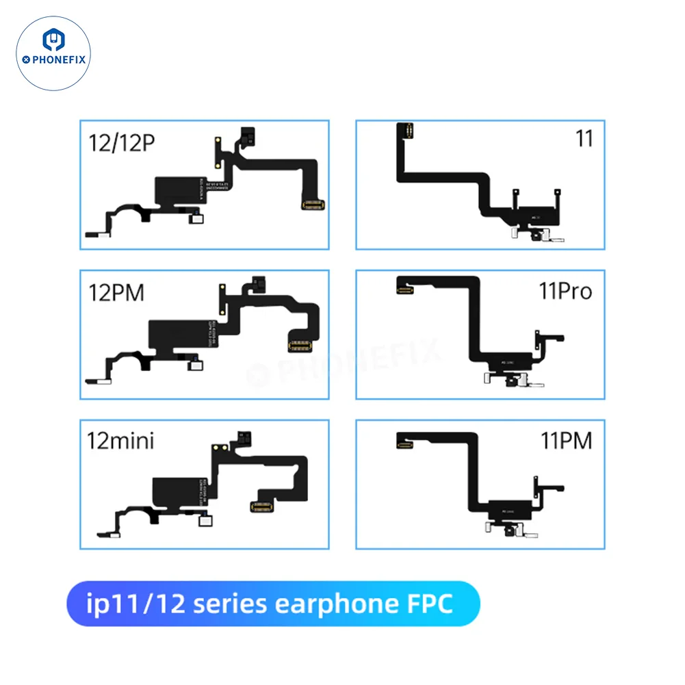 Aweshine FC01 earpiece speaker FPC cable for iPhone Face ID repair, compatible with iPhone 8 to 15 Pro Max, used in repair tools.