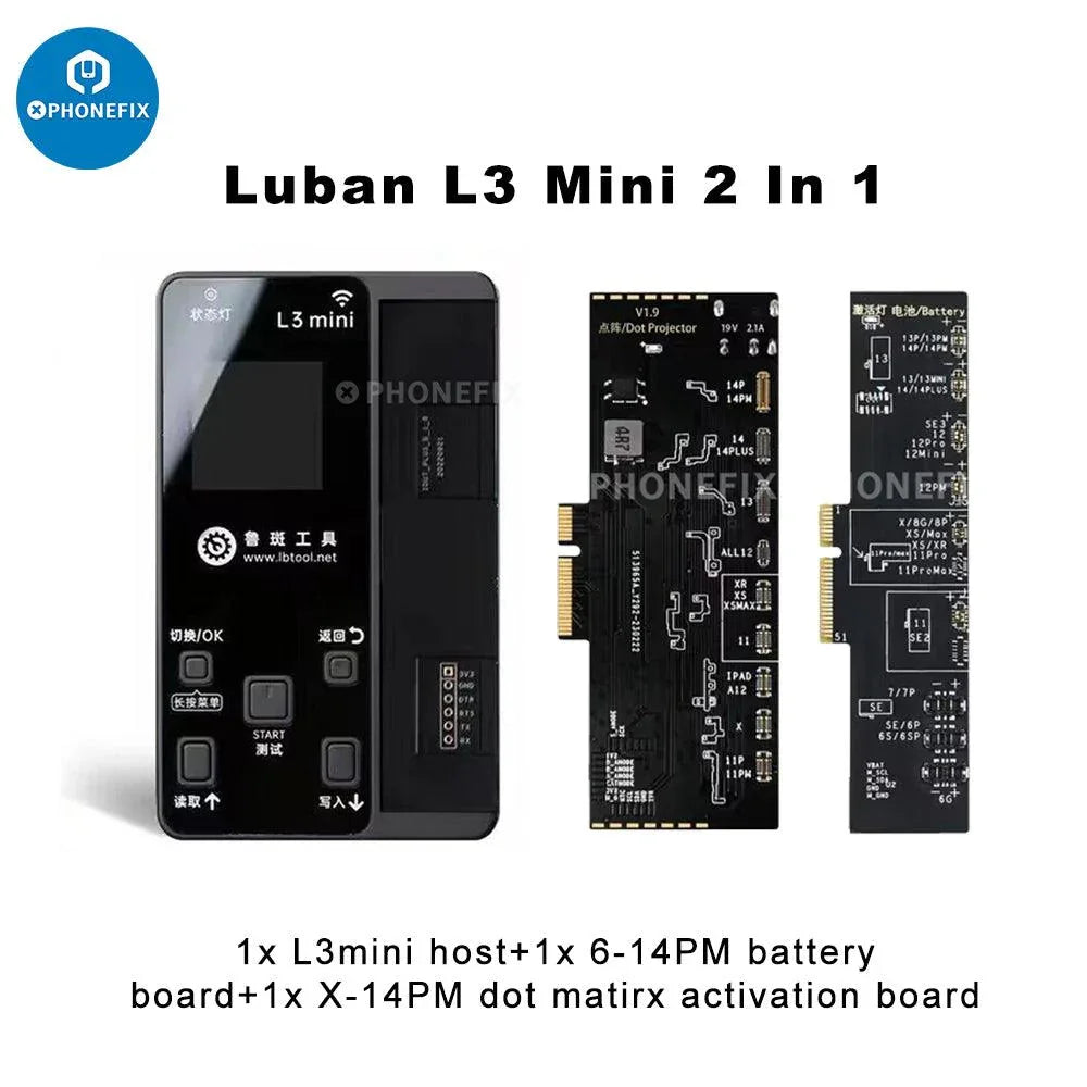 Luban L3 Mini Programmer for iPhone Face ID, Battery, LCD repair; PhoneFix brand tool for iPhone screen and Face ID repair.