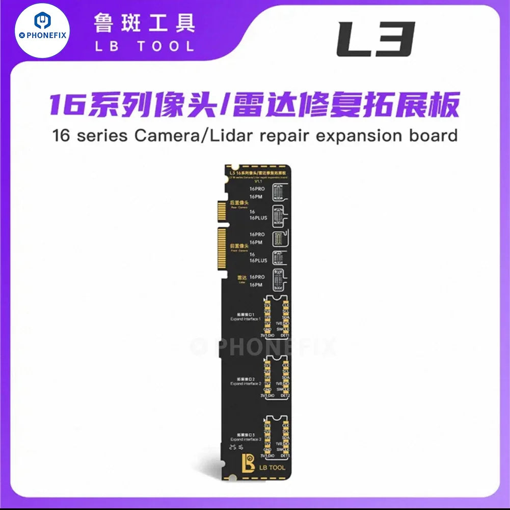 LUBAN L3 Smart Programmer for iPhone 6-17 Face ID repair, showing device with repair tool and screen components.