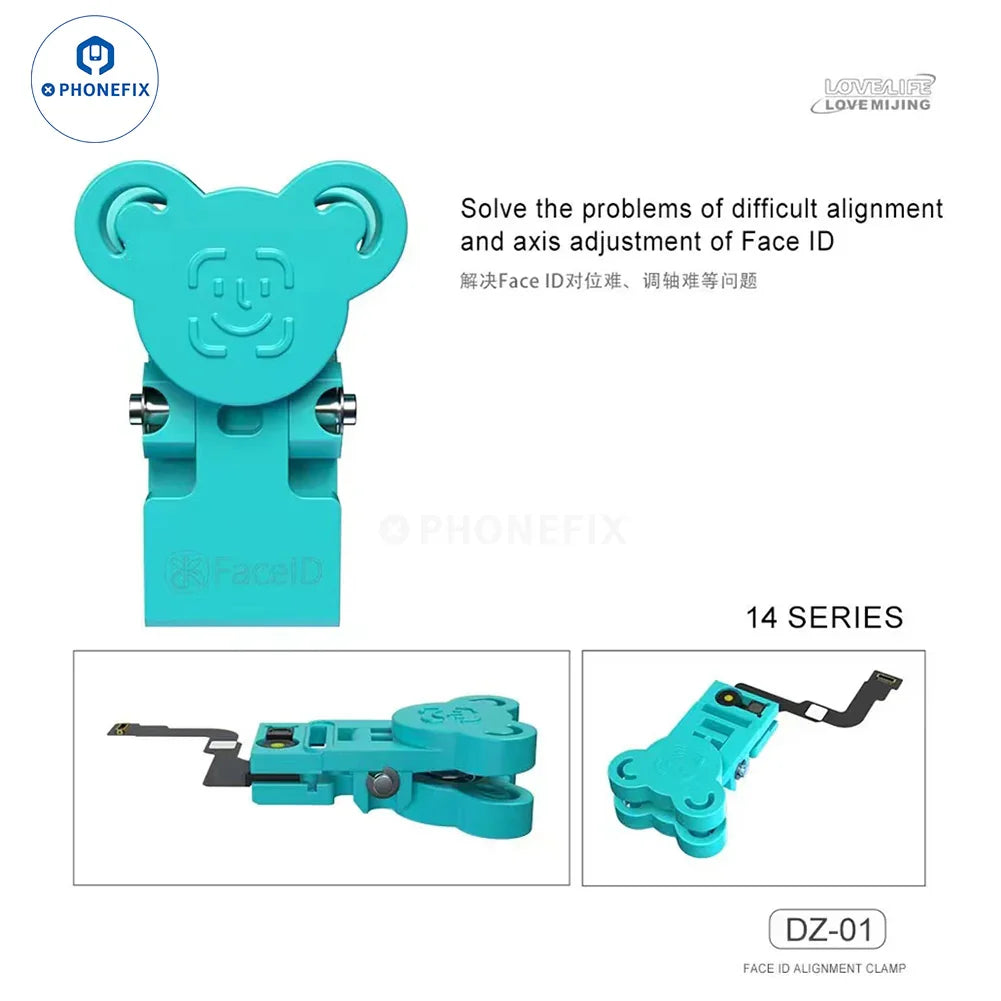 PHONEFIX YCS-F15 DZ-01 Face ID alignment fixture for iPhone 13-15 Pro Max, used as a face ID repair tool.