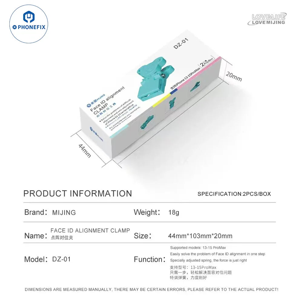 PHONEFIX YCS-F15 DZ-01 Face ID Alignment Fixture for iPhone 13-15 Pro Max, used for precise Face ID repair and alignment.