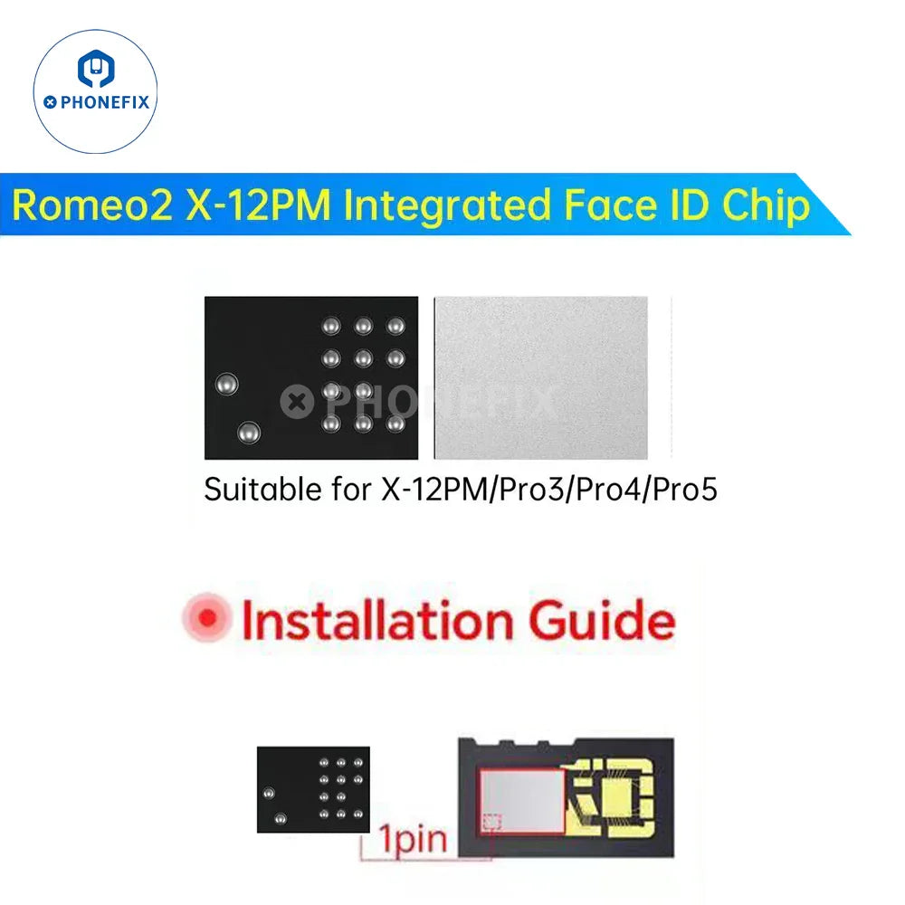 PhoneFix JC Dot Projector Chip for iPhone X-15 Pro Max Face ID repair, integrated IC component for device repair.