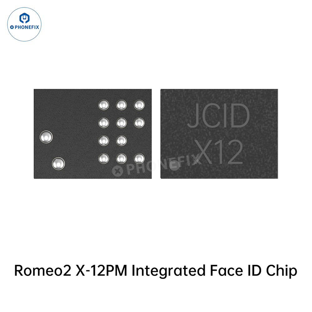PhoneFIX JCID Romeo Face ID Repair Chip for iPhone X to Pro Max, close-up of the repair tool on a white background