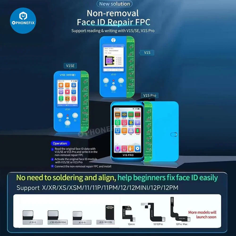 JCID Non-removal FPC Flex repair tool for iPhone Face ID by PHONEFIX, showing the flexible repair component on a white background.