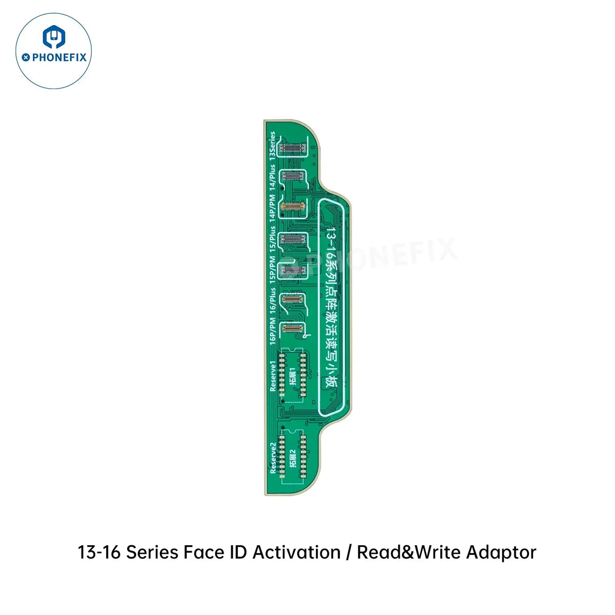 PHONEFIX Face ID Repair Tool for iPhone 13-16, includes FPC and activation board, used for iPhone Face ID repair.