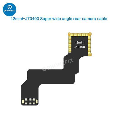 i2C Wide Angle Telephoto Rear Camera Cable for iPhone X-12 Pro Max, Face ID repair tool by PHONEFIX, showing cable and connectors.