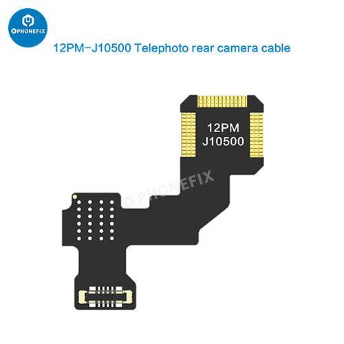 iPhone X-12 Pro Max i2C Wide Angle Telephoto Rear Camera Cable for Face ID repair, showing the black flexible cable and connectors