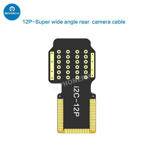 i2C Wide Angle Telephoto Rear Camera Cable for iPhone X-12 Pro Max, FACE ID repair tool by PHONEFIX, showing the cable and connectors