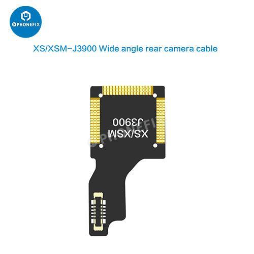 i2C wide-angle telephoto rear camera cable for iPhone X-12 Pro Max, Face ID repair tool by PHONEFIX, shown with connector and cable.