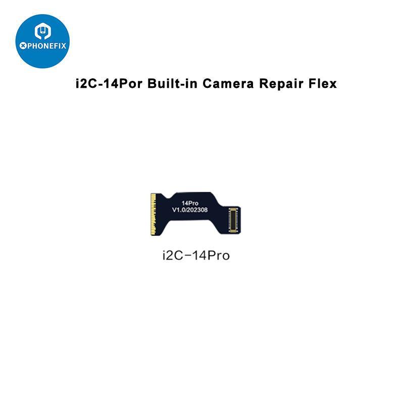 i2C A8S rear camera flex cable for iPhone 11 to 14 Pro Max, used in Face ID repair, by PHONEFIX, showing the flexible cable.