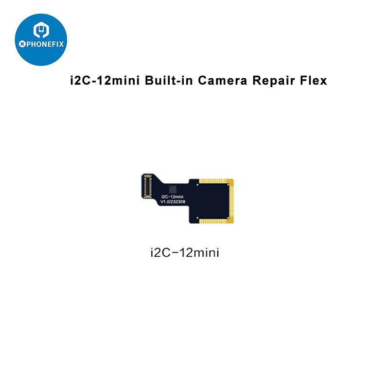 i2C A8S rear camera flex cable for iPhone 11, 14 Pro Max, used in Face ID repair by PHONEFIX, showing cable connector and label