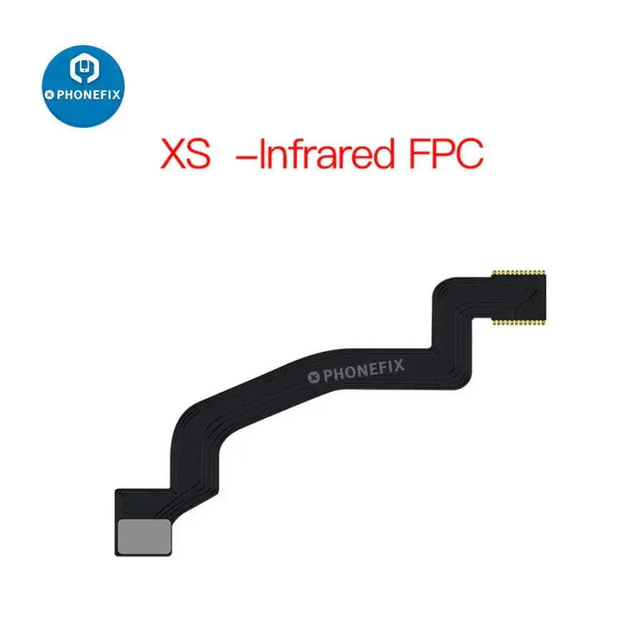 PhoneFIX Aixun infrared FPC flex cable for iPhone X to 13 Pro Max Face ID test and repair, shown with connectors and flexible cable.