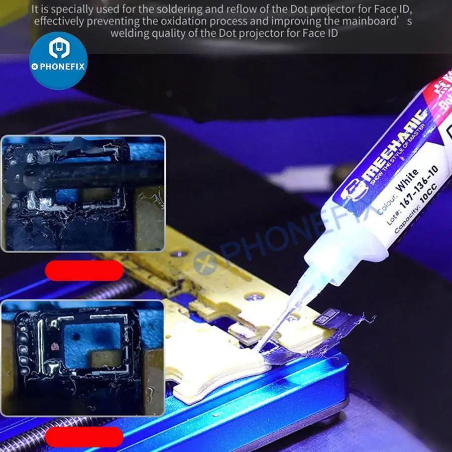 Kit d'outils de réparation de matrice de points PhoneFix pour iPhone Face ID non disponible, test de la fonctionnalité Face ID avec des outils de précision.