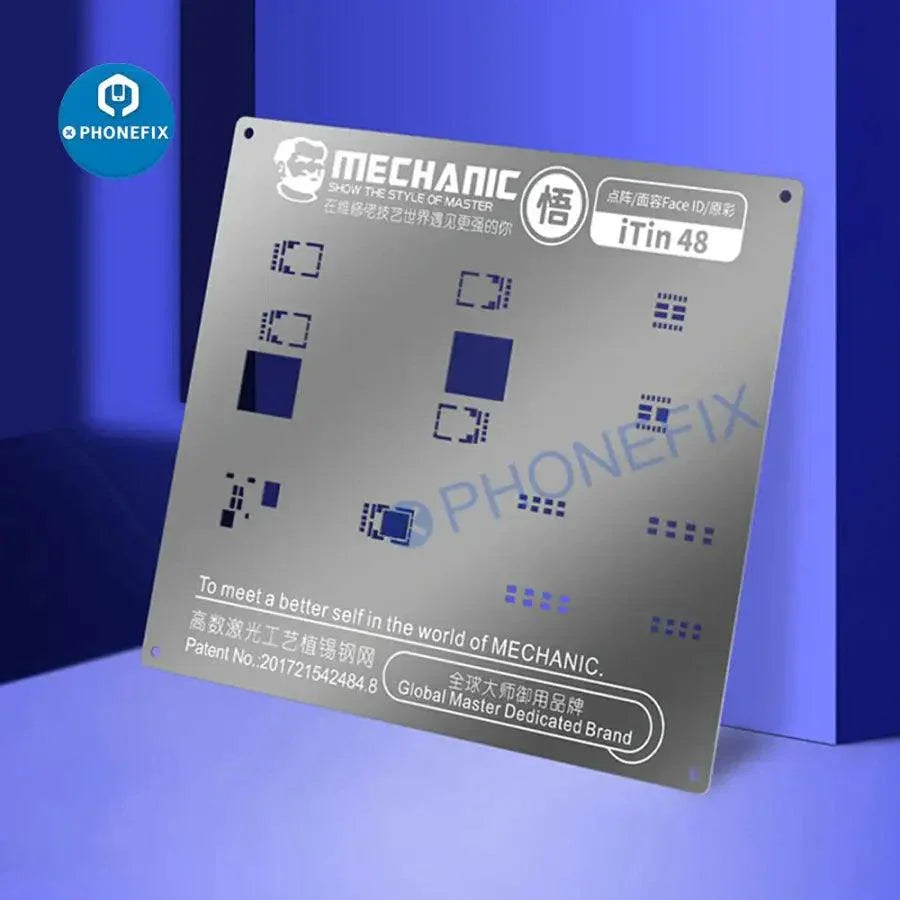 Kit d'outils de réparation PHONEFIX pour le dépannage de la reconnaissance faciale Face ID des iPhone, comprenant des outils de test pour les problèmes de Face ID sur les appareils Apple.