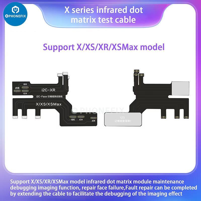 PhoneFix I2C Infrared Dot Matrix Test Cable for iPhone X-13 Pro Max Face ID test tool, showing the cable and connector for testing.