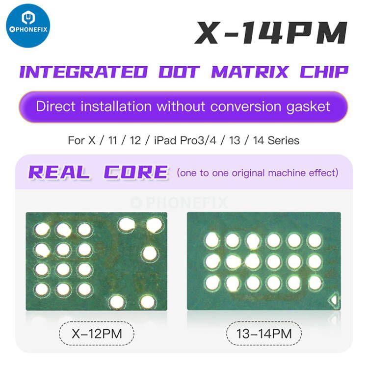 Luban Integrated Dot Matrix Face ID Chip for iPhone X to 14 Pro Max, used as a Face ID test tool by PHONEFIX.