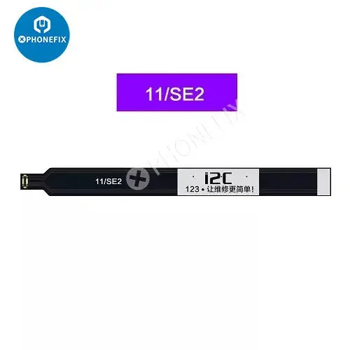 Câble de test de batterie I2C pour iPhone 5SE à 13 Pro Max, utilisé comme outil de test Face ID par PHONEFIX, présenté en noir.