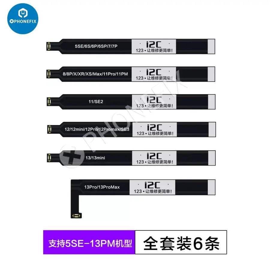 Câble guide de test de batterie I2C pour iPhone 5SE à 13 Pro Max, utilisé comme outil de test Face ID par PHONEFIX.