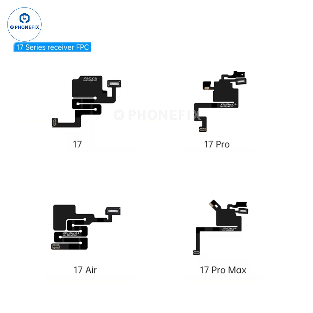 PHONEFIX JC Receiver FPC Flex repair test tool for iPhone X to Pro Max Face ID and True Tone sensors, with light sensor component.
