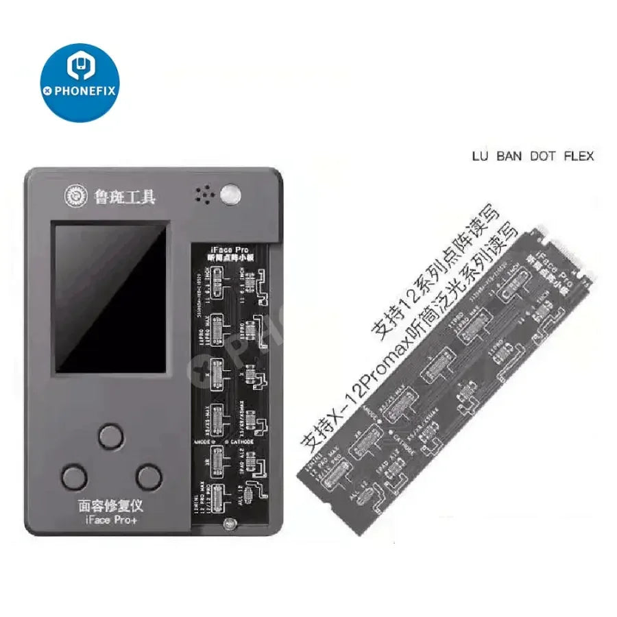 PHONEFIX Luban iFace Pro Dot Matrix IC Flex Cable for iPhone X to 13 Pro Max Face ID test and repair, flexible circuit with connectors.