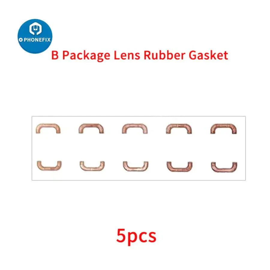 Optical lens original rubber replacement gaskets for iPhone X to 12 Pro Max, used with PhoneFix Face ID test tool.