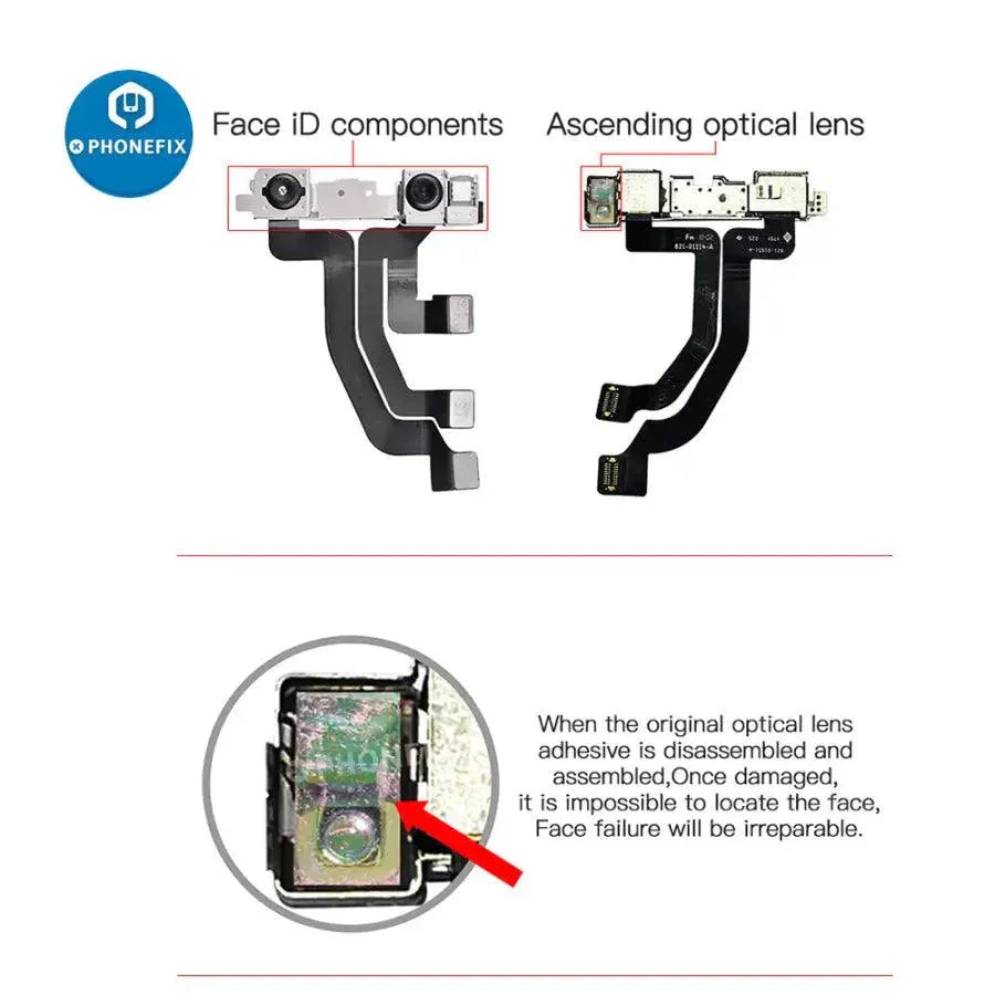 Set of five PhoneFix optical lens rubber gaskets for iPhone X to 12 Pro Max Face ID test tools, original replacement components