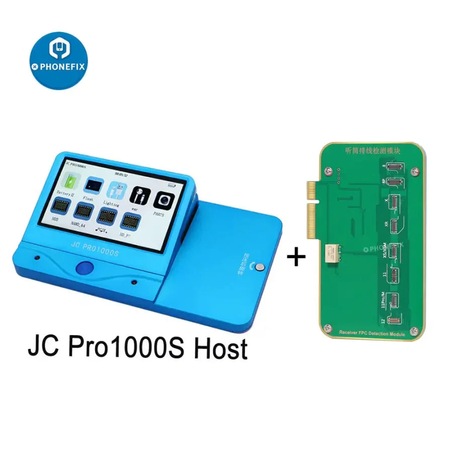 JC Pro1000S Receiver FPC detection module for iPhone 8-12 Pro Max, used as a Face ID test tool by PHONEFIX.