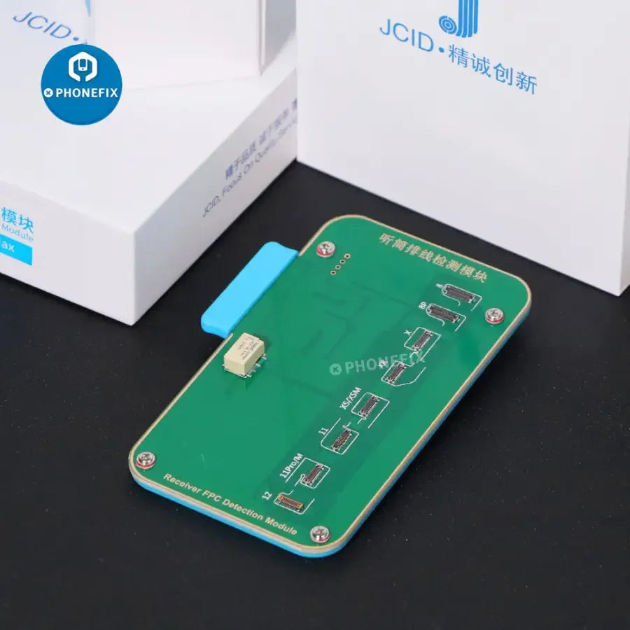 JC Pro1000S Receiver FPC detection module for iPhone 8-12 Pro Max, used as a Face ID test tool by PHONEFIX.