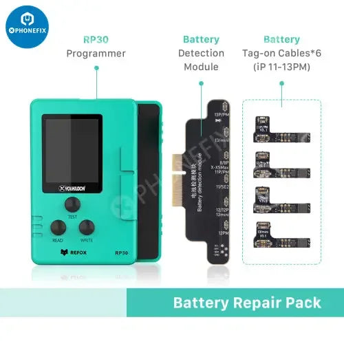 REFOX RP30 Face ID Test Tool for iPhone X to 15 Pro Max, multi-function restore programmer by PHONEFIX, used for device testing.