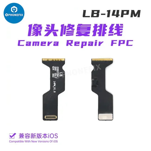 PhoneFix Luban Face ID test tool for iPhone, includes battery receiver and FPC camera repair components.