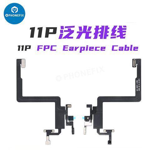 PHONEFIX Luban Face ID test tool for iPhone, includes battery receiver and FPC camera repair components.
