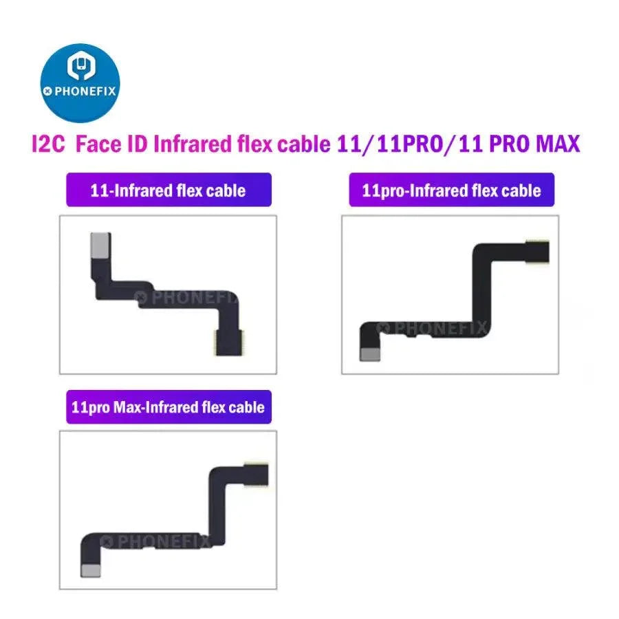 PHONEFIX i2C Infrared FPC Face ID Flex Cable for iPhone X to 11 Pro Max, test tool for Face ID repair, with connector details visible