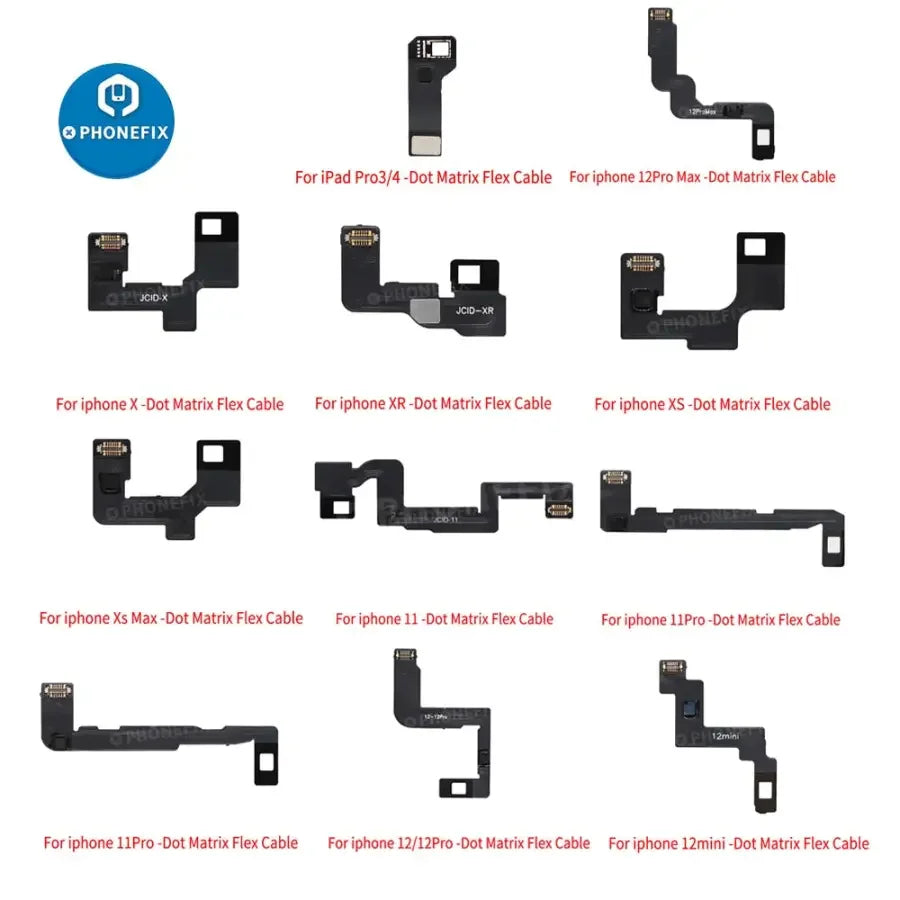 JC Dot Matrix Cable for iPhone X Face ID repair flex cable, used as a Face ID test tool by PHONEFIX.