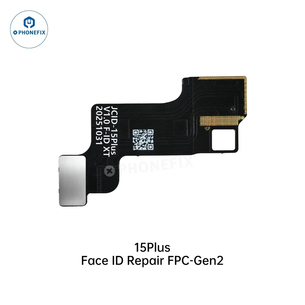 JC Dot Matrix Cable for iPhone X Face ID repair flex cable, used as a Face ID test tool by PHONEFIX, shown on a white background.