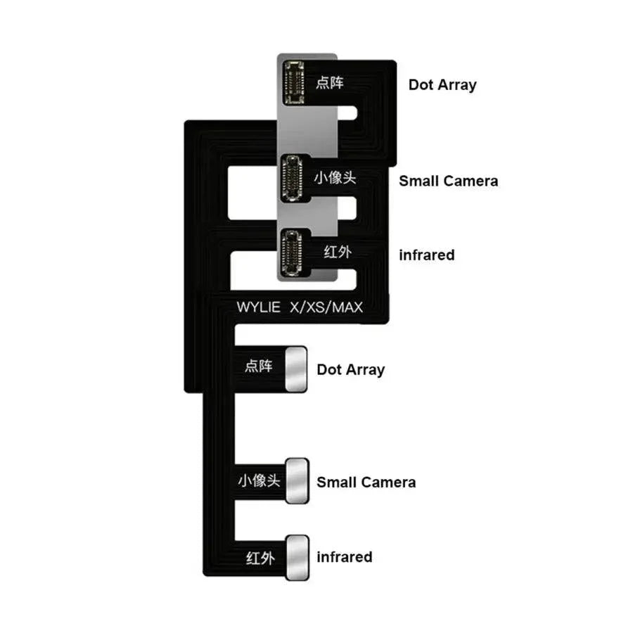 PhoneFix WL Dot Matrix Extension Flex Cable for iPhone Face ID repair, used as a Face ID test tool with flexible connector.