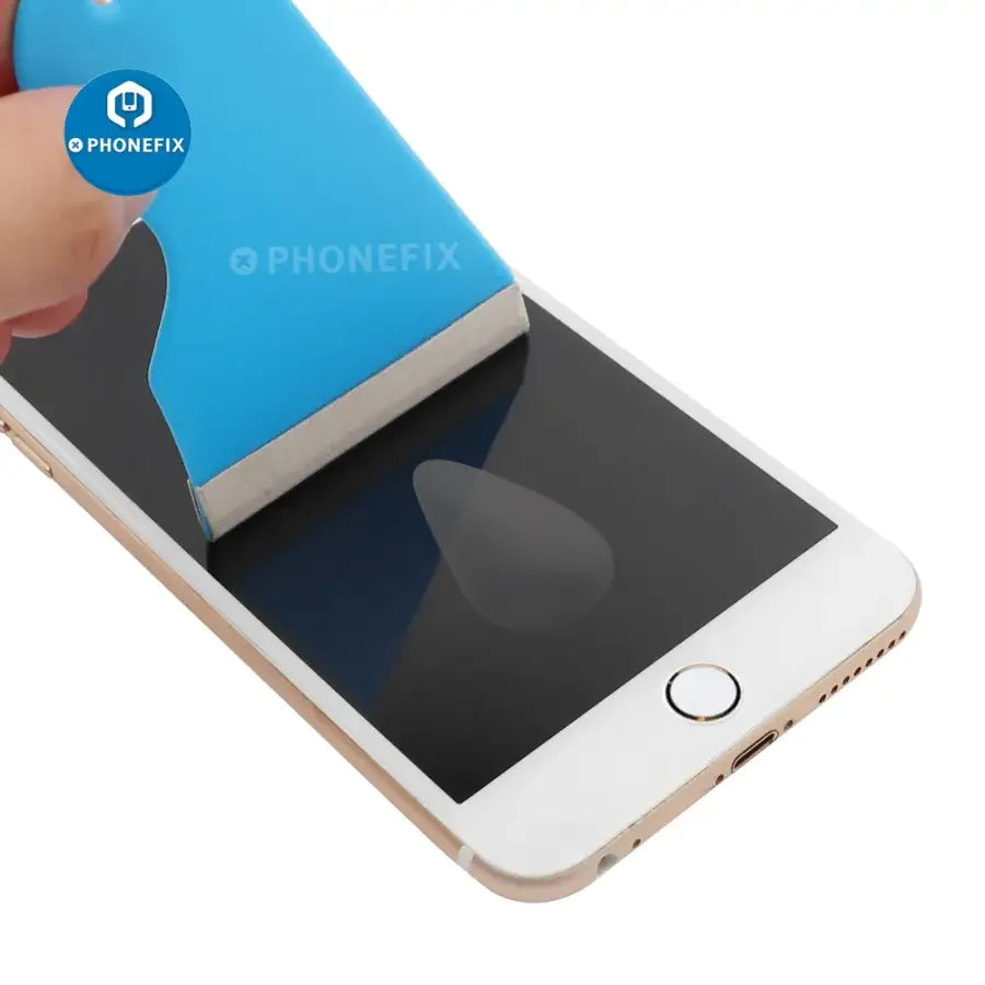 PhoneFix film cutting machine and scraper tool for iPad and phone screen protector film application and installation.