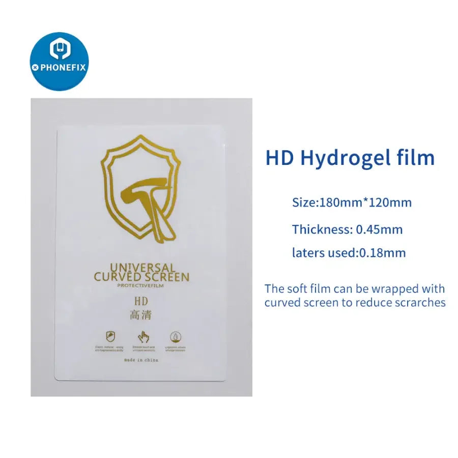 Hydrogel film screen protector for phones and tablets, designed for universal cutting machines by PHONEFIX.