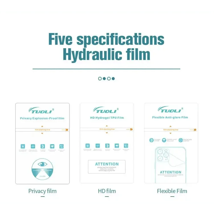 HD hydraulic film phone screen protector film for Tuoli TL-168, used with PHONEFIX film cutting machine, clear and durable.